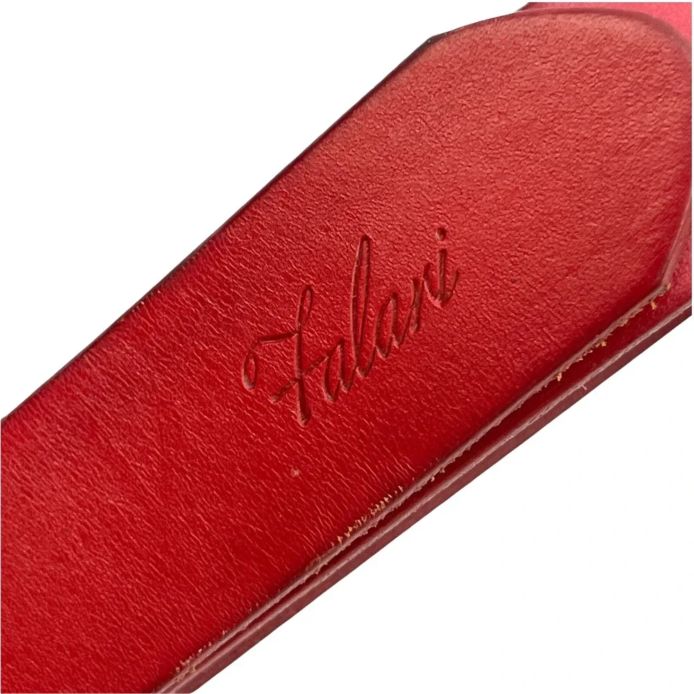 Falari Leather Belt Mens Medium 34-36 Red Silvertone Buckle 29-35